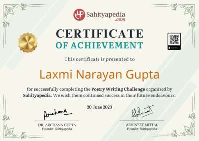 Poetry Writing Challenge Certificate