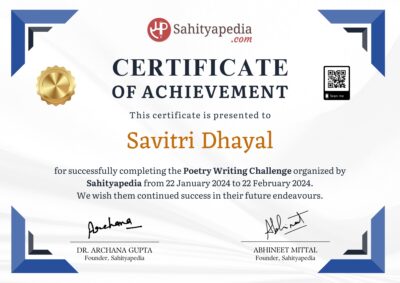 Poetry Writing Challenge Certificate