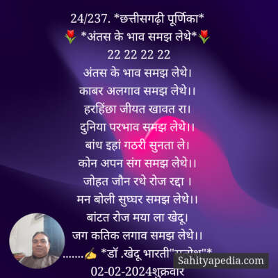 24/237. *छत्तीसगढ़ी पूर्णिका*