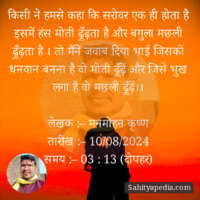 किसी ने हमसे कहा कि सरोवर एक ही होता है इसमें हंस मोती ढ़ूँढ़त