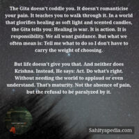 The Gita doesn’t coddle you. It doesn’t romanticise your pai