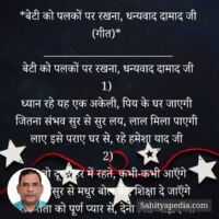 *बेटी को पलकों पर रखना, धन्यवाद दामाद जी (गीत)*