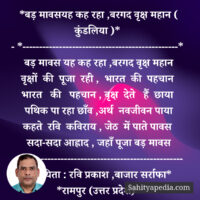 *बड़ मावसयह कह रहा ,बरगद वृक्ष महान ( कुंडलिया )*