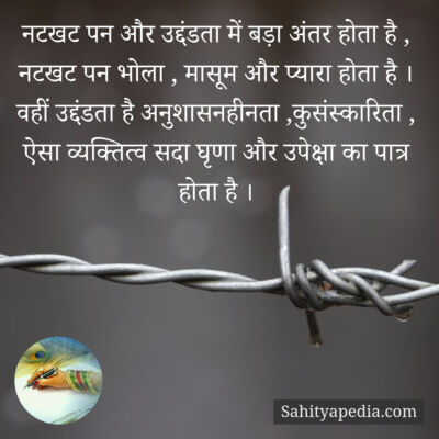 नटखट पन और उद्दंडता में बड़ा अंतर होता है ,