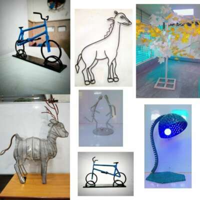 सरिए से बनाई मोहक कलाकृतियां……..