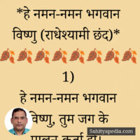 *हे नमन-नमन भगवान विष्णु (राधेश्यामी छंद)*
