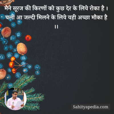 मैने सूरज की किरणों को कुछ देर के लिये रोका है ।