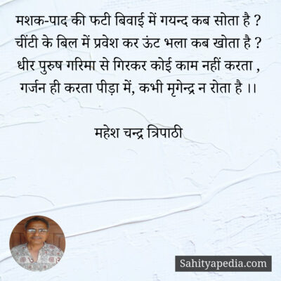 मशक-पाद की फटी बिवाई में गयन्द कब सोता है ?