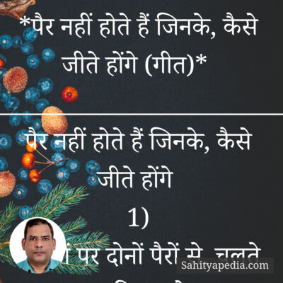 *पैर नहीं होते हैं जिनके, कैसे जीते होंगे (गीत)*