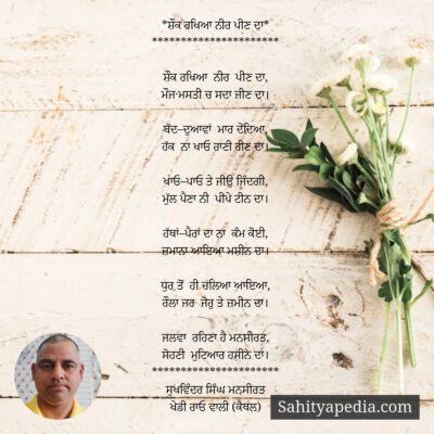 *ਸ਼ੌਕ ਰਖਿਆ ਨੀਰ ਪੀਣ ਦਾ*