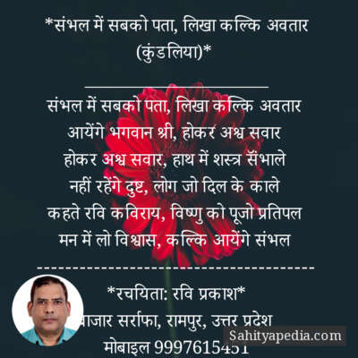 *संभल में सबको पता, लिखा कल्कि अवतार (कुंडलिया)*