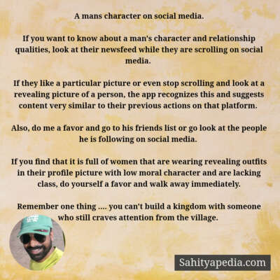 A mans character on social media.