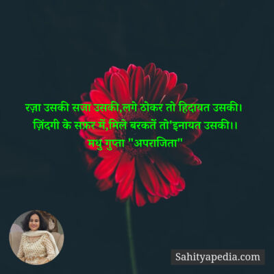 रज़ा उसकी सजा उसकी,लगे ठोकर तो हिदायत उसकी।