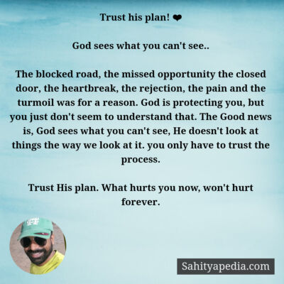 Trust his plan! ❤
