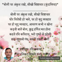 *बोली पर अंकुश रखो, सीखो शिष्टाचार (कुंडलिया)*