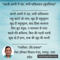 *करनी अपनी रो रहा, पापी पाकिस्तान (कुंडलिया)*